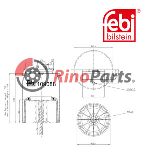 5 0004 2589 Air Spring with plastic piston and piston rod
