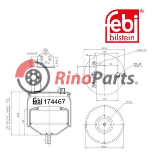 21961460 Air Spring with steel piston and piston rod