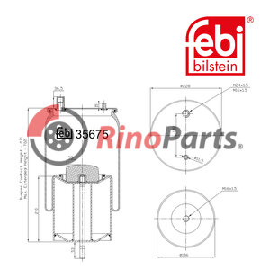 74 22 190 563 Air Spring with steel piston and piston rod